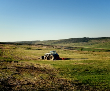 Empty Tractor on Fields